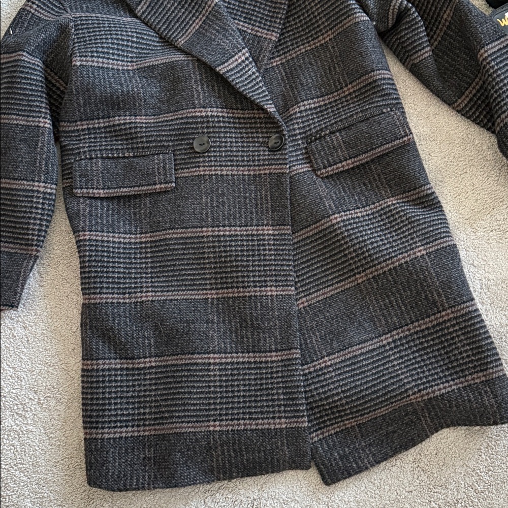 NEW- House of Harlow 1960 Wool Blend Plaid Coat - Picture 12 of 13